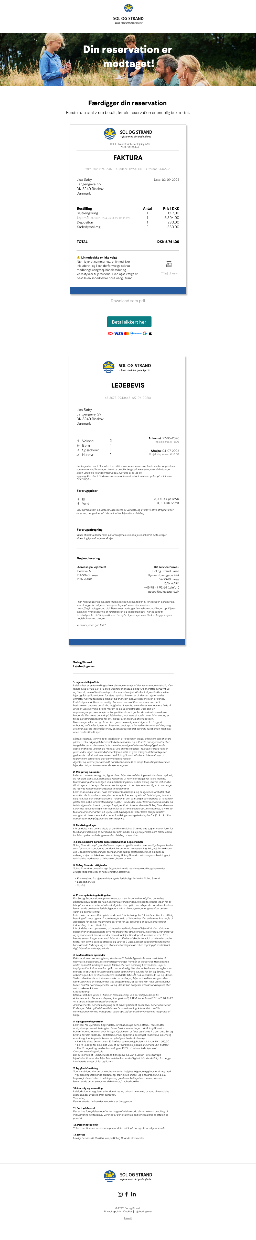 Sol og Strand kvitteringer