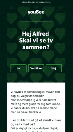 Yousee Kærestebrev email template